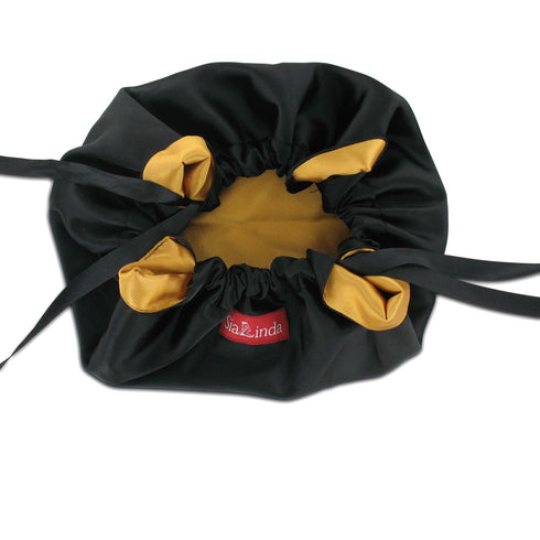 SiaLinda: Pompadour Tasche Aurelia gold / schwarz, Satin - SiaLinda.com